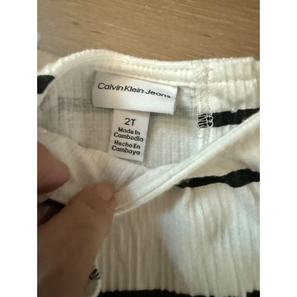 Toddler Girl 2T Bundle Calvin Klein Striped Set, Rabbit Bear Organic Daisy Set